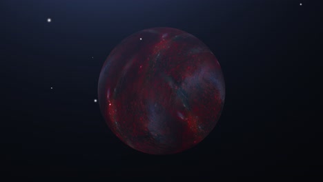 a red planet floating in the dark universe