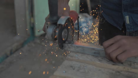 Angle-grinding-sparks-metal-slow-motion