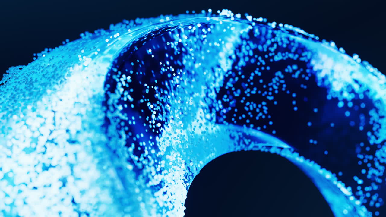 유리 기하학 및 흐르는 입자, 3d 렌더링