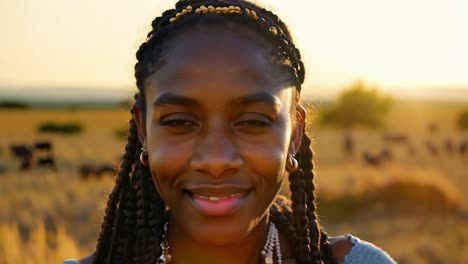 portrait of a smiling african woman with braids