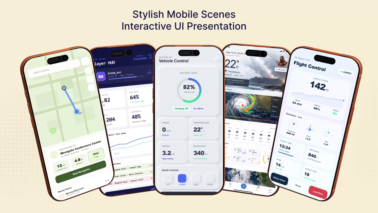 Stilige mobilscener: Interaktiv UI-presentasjon på smarttelefoner