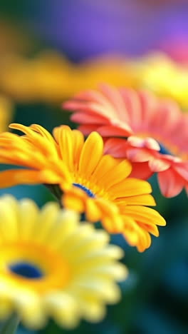 vibrant flowers in bloom. a diverse array of colorful flowers showcases bright yellow, orange, and red petals in a lush garden during spring.