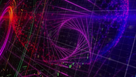 animación de ámbitos y procesamiento de datos sobre cuadrícula y cadena de adn