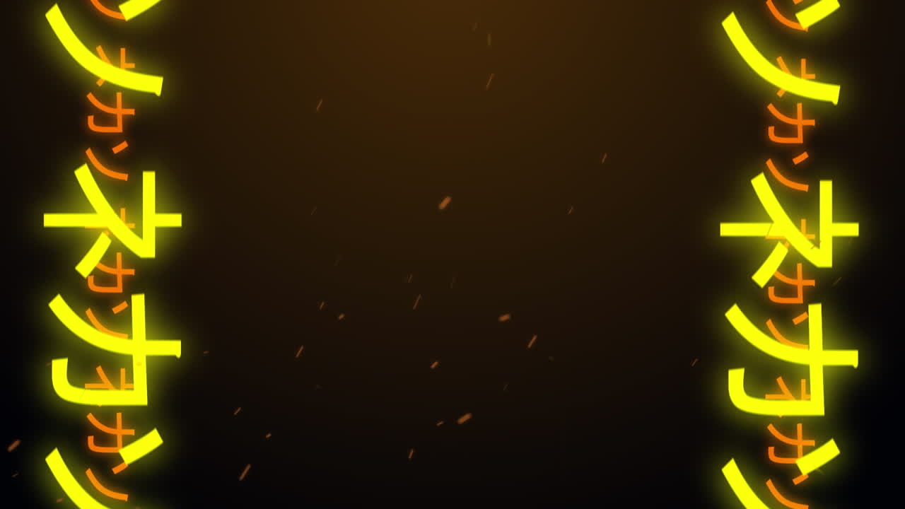 animación de escritura asiática en amarillo y naranja