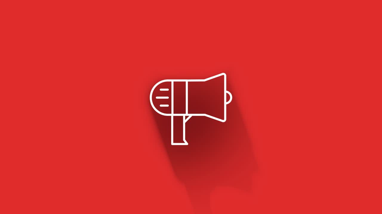 diseño de icono de sombra larga aislado en fondo rojo. contorno de icono web. gráficos en movimiento.