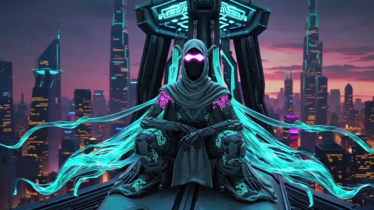Cyberpunk Woman in a Futuristic Cityscape