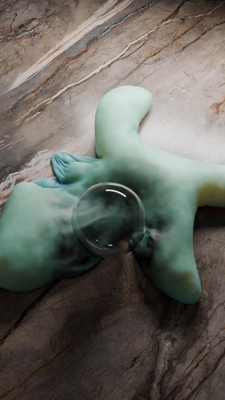 Abstract marble art with sphere and fabric