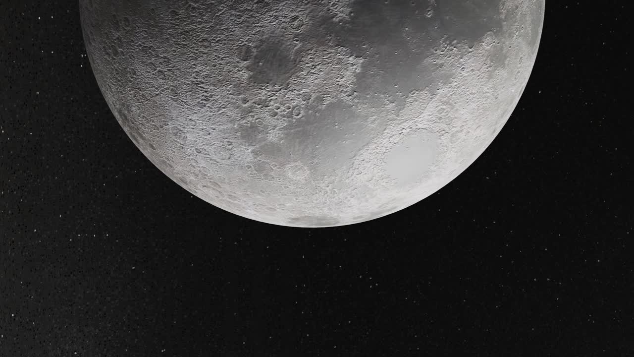 달, 3d 렌더링, 현실적, 회전,  ⁇ 도, 깊은 우주, 외계 우주, 중앙 프레임