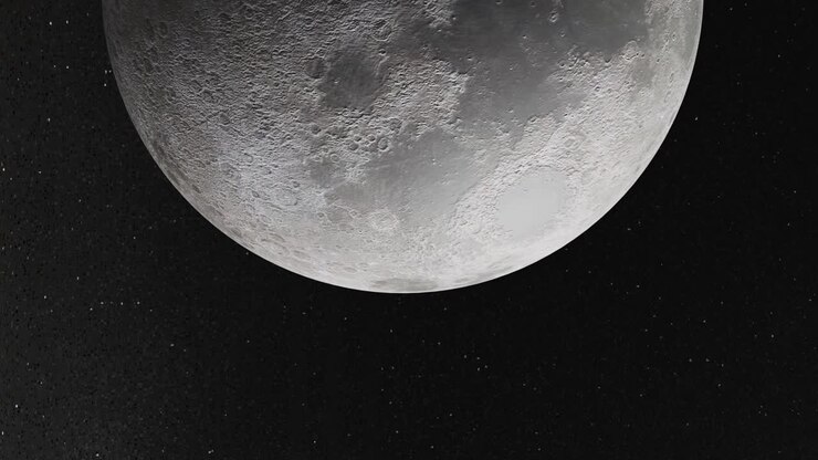 A Lua, Render 3D, Realista, Rotativo, Órbita, Espaço Profundo, Espaço Sideral, Enquadramento Central
