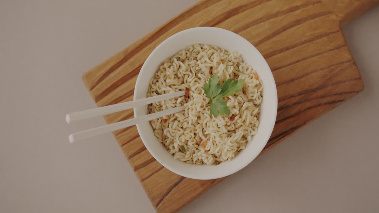 Instant Noodles with Chopsticks