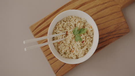 instant noodles with chopsticks