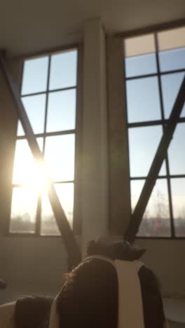 woman wearing vr headset in a modern room