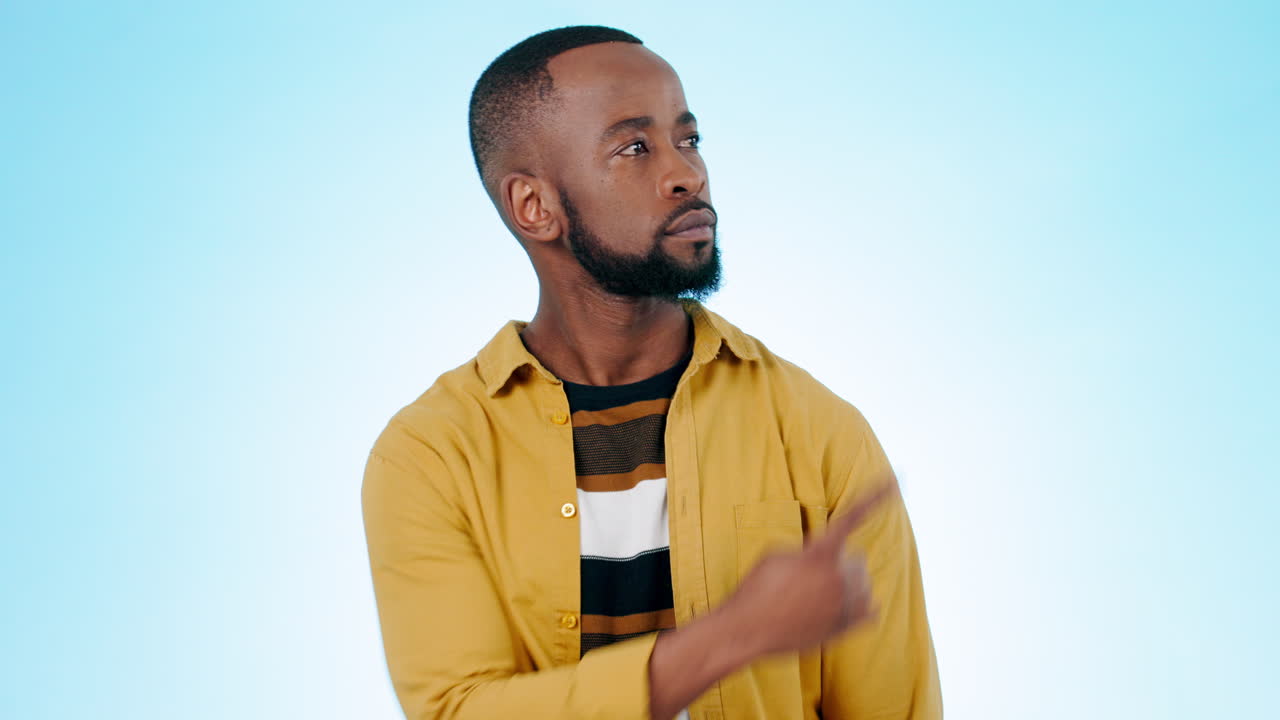 Choice, decision and face of black man with hand