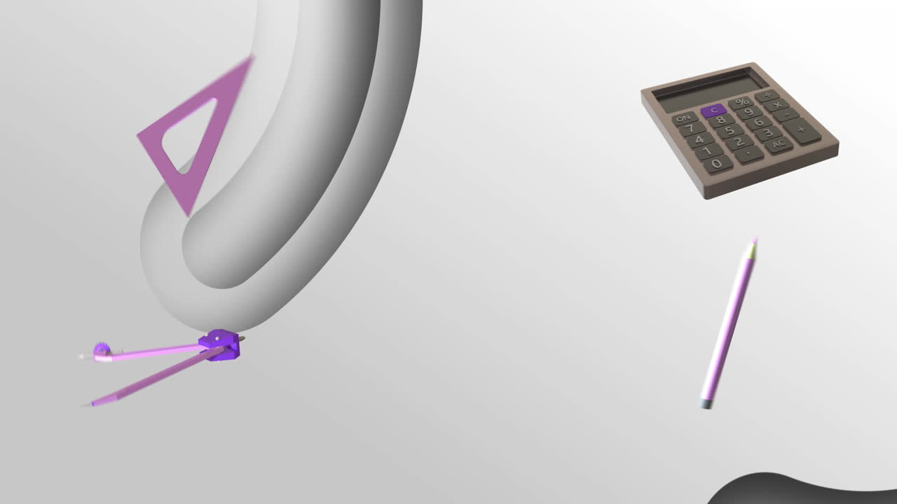 animación de iconos educativos y escolares sobre un fondo de patrón gris