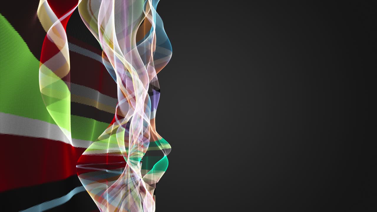 Fantastic animation with particle wave object in slow motion and space for text, 4096x2304 loop 4K