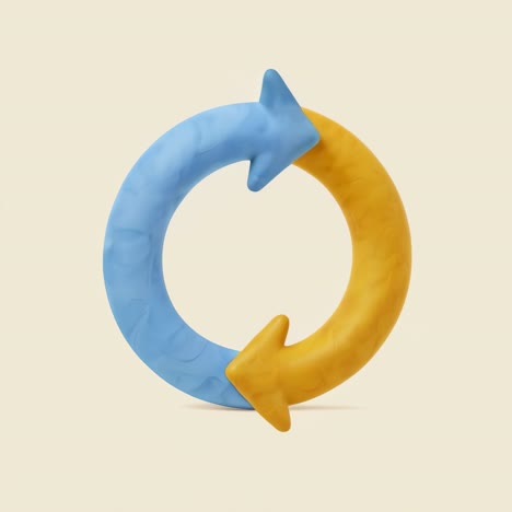 circular blue and yellow arrows cycle icon
