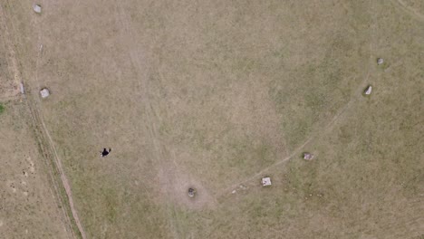 aerial top down view of the neolithic stanton drew stone circle complex in somerset, england