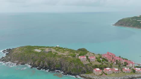 High-angle-pan-shot-of-Fort-Amsterdam-situated-on-an-island-at-Great-Bay-in-Saint-Martin