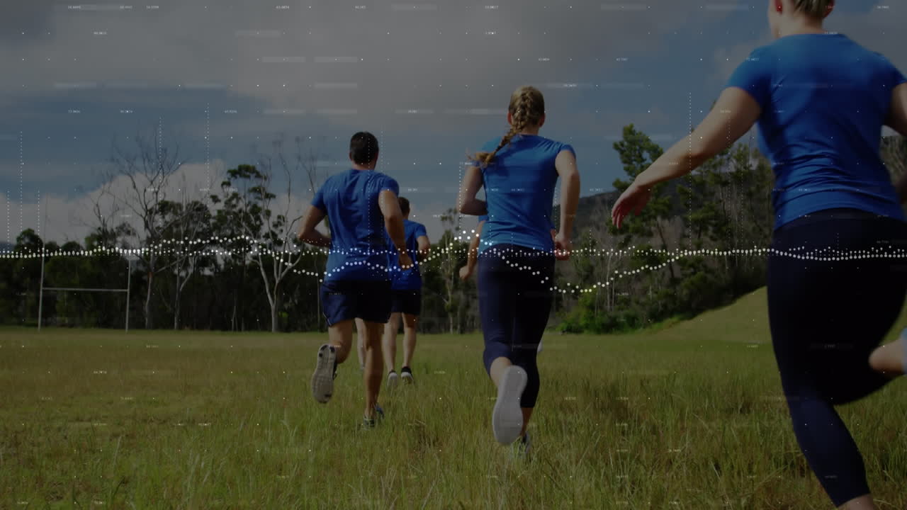 남성과 여성의 그룹에 대한 데이터 처리의 애니메이션