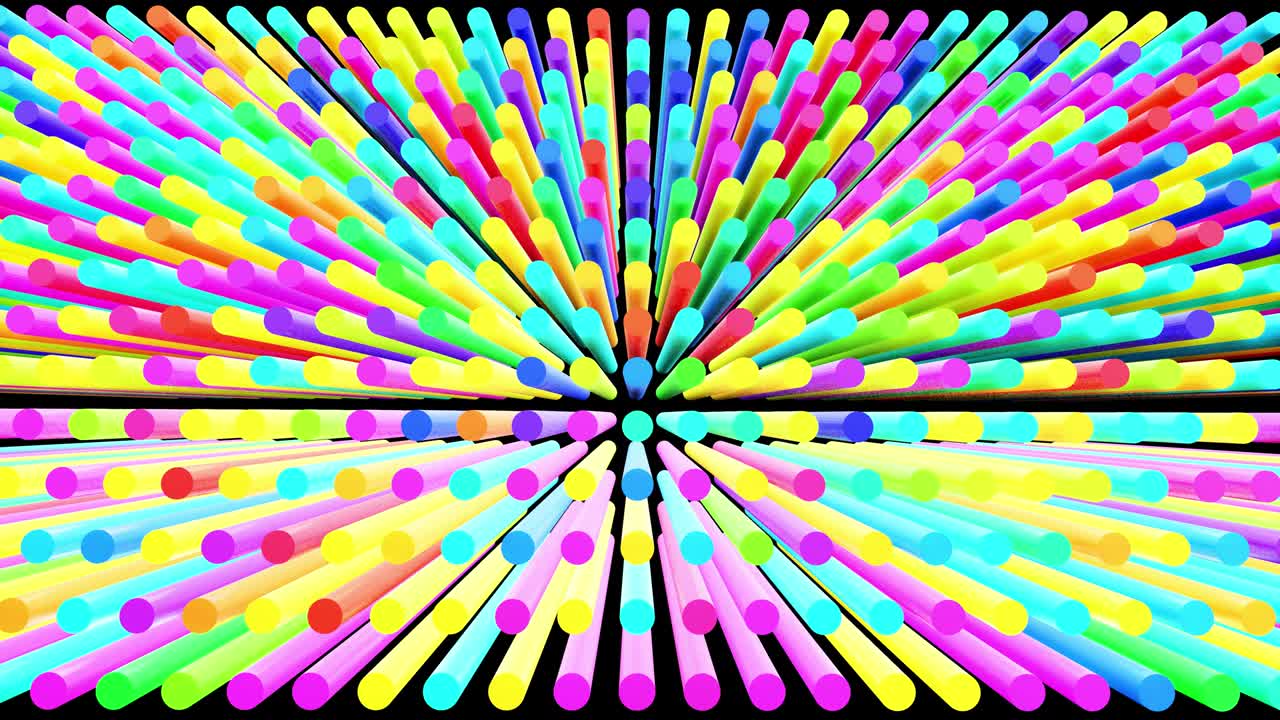 bg festivo abstracto con filas de cilindros en el plano parpadeando luz multicolor de neón al azar. bucle hermoso bg en 4k. bombillas de neón para espectáculos o eventos, exposiciones, festivales o conciertos, videos musicales