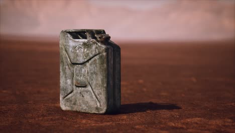 old rusty fuel canister in the desert