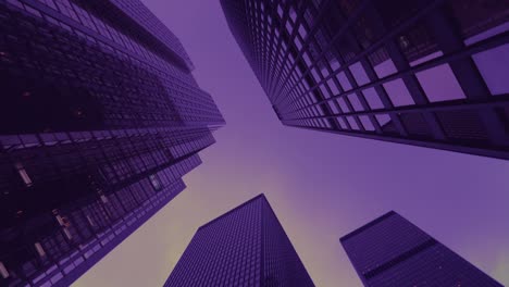 modern skyscrapers bottom view with perspective. purple tint, modern pantone.