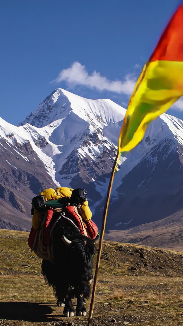 Yak Carrying Pack at High Mountain Pass