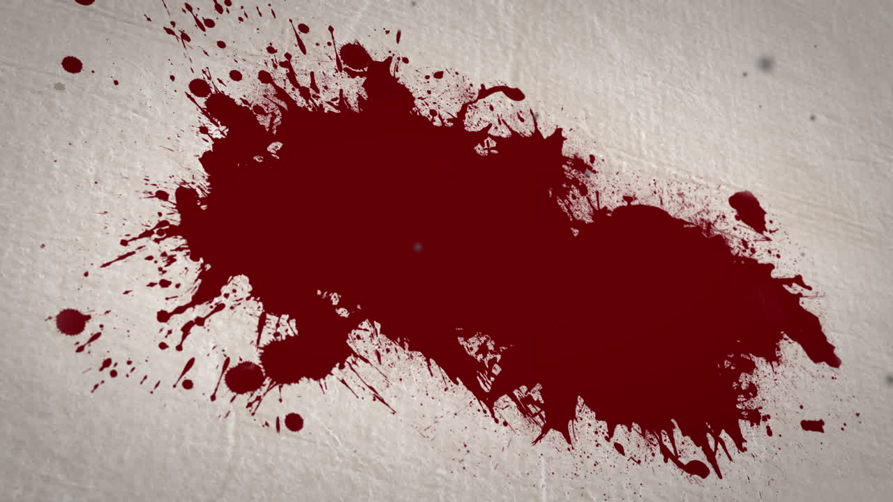 animación de una mancha de sangre sobre un fondo beige