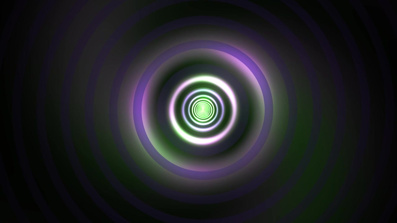 Abstrakt glødende grøn og lilla tunnelvortex-animation