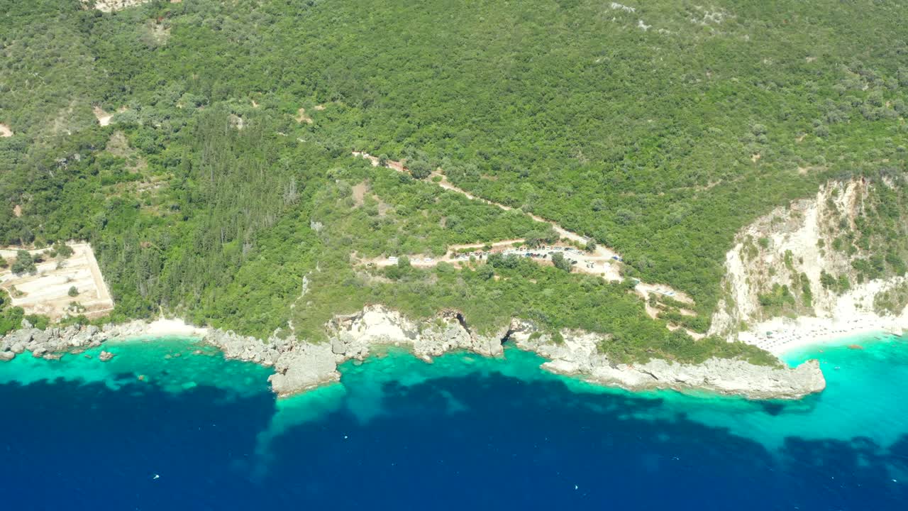 vasiliki 해안선 lefkada 공중 산