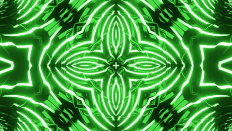 vj loop green neon kaleidoscope. seamless animation.