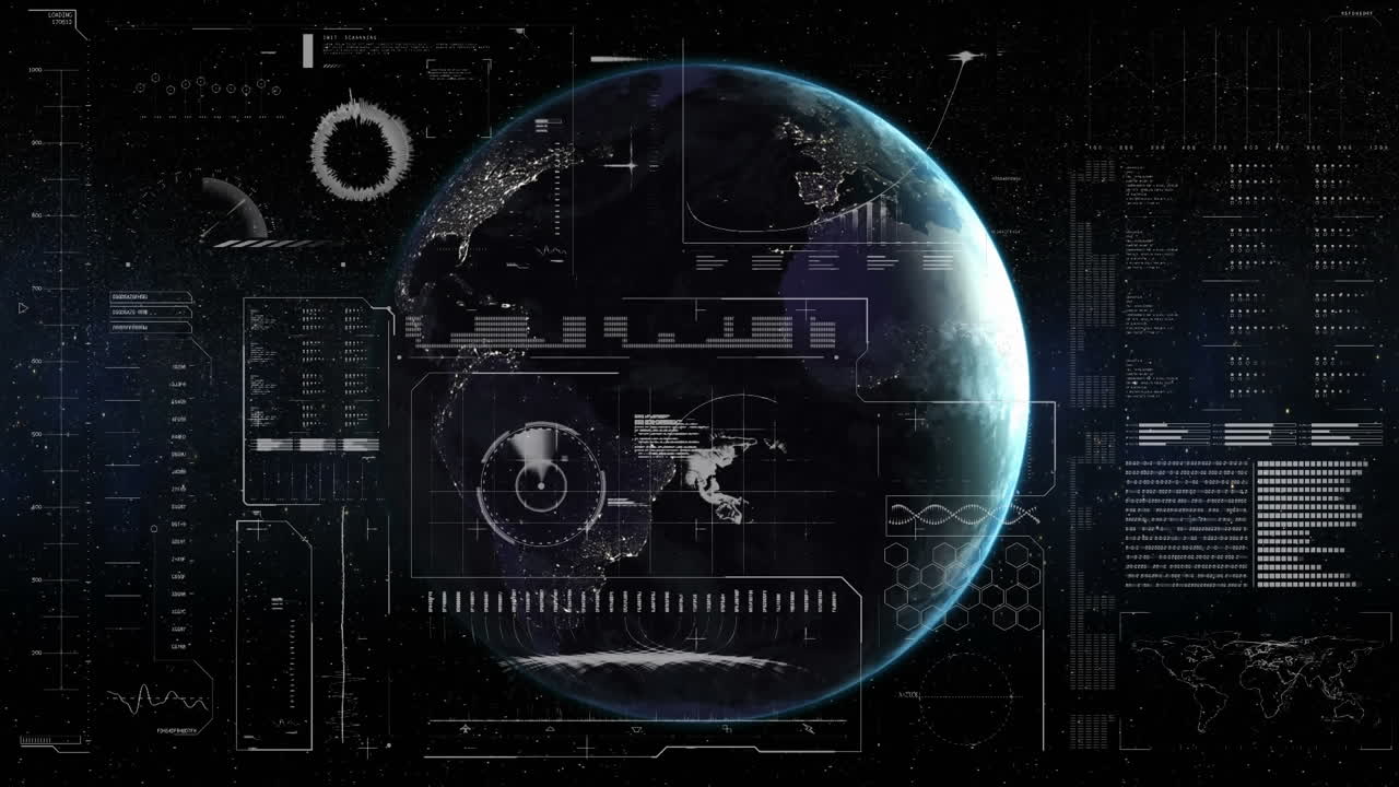 Animation of statistics and data processing over globe