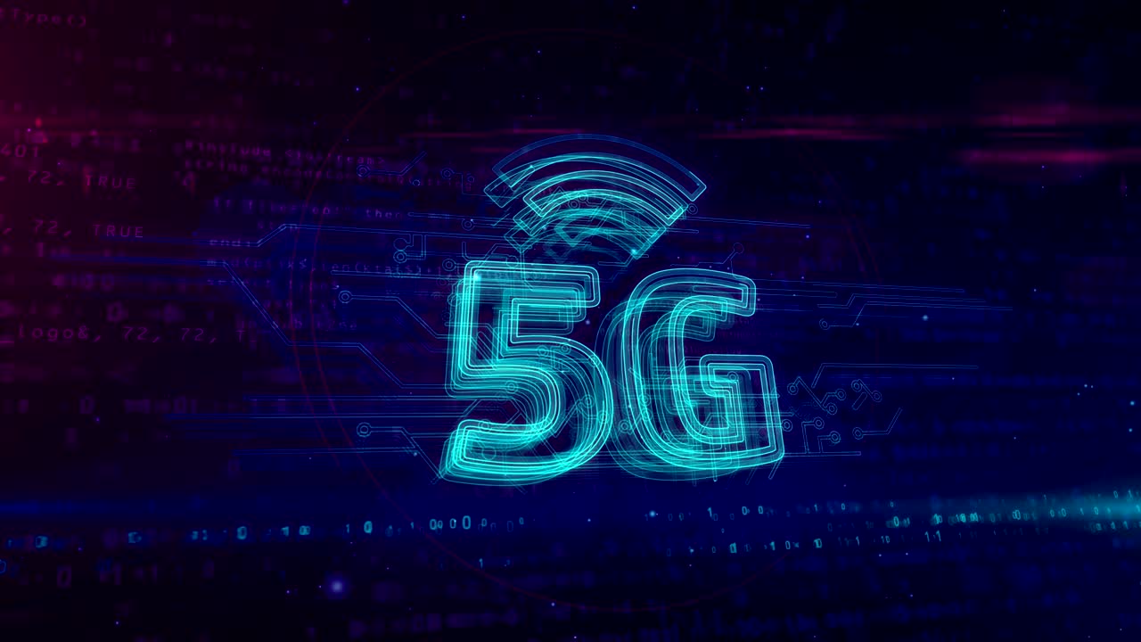 5g: rete di 5 generazioni di hologrammi di simboli mobili
