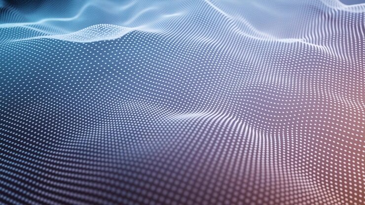 Abstract Digital Waveform Background with Glowing Particles
