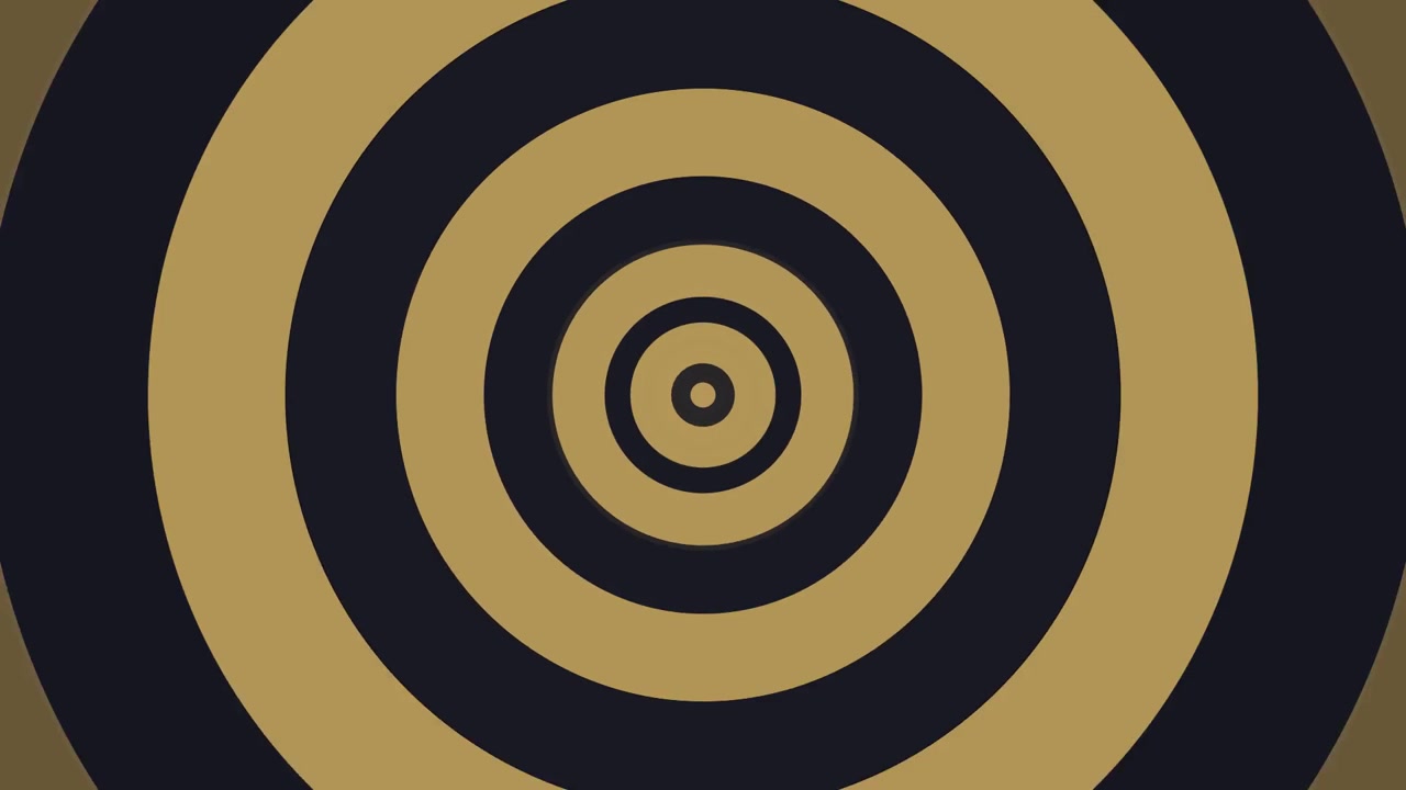 Abstract Motion Background with Expanding Gold and Black Concentric Circles