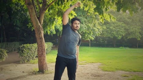 fat man exercising at outdoor maintaining a healthy lifestyle