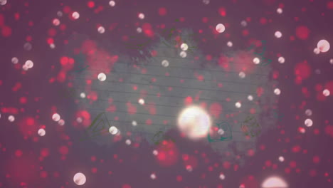 animación de decoración navideña con manchas brillantes blancas y rojas