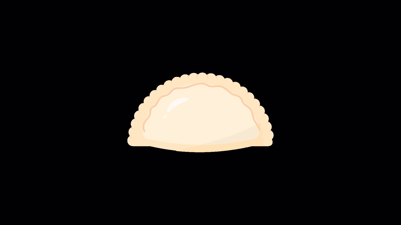 Animated Cartoon Dumpling Icon on Transparent Background