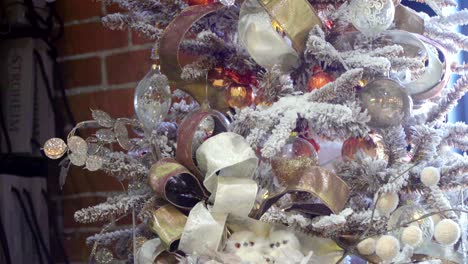 white christmas tree close-up. beautiful decorations.