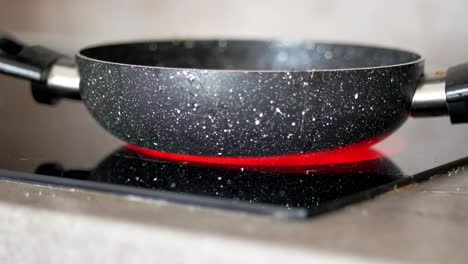 pan on a hot electric stovetop