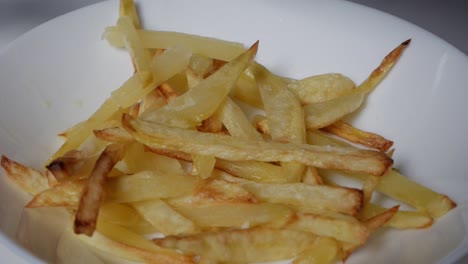 crispy salted fries served in a white bowl, golden-brown and ready to enjoy