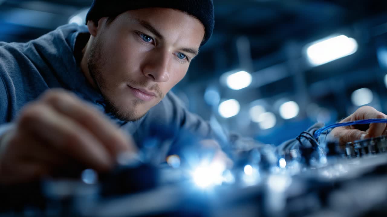 Man working on electronics