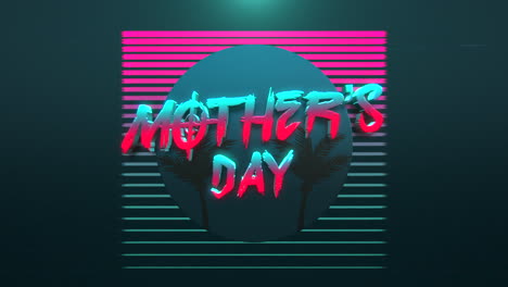 Mother-Day-with-summer-palms-and-neon-frame-in-80s-style