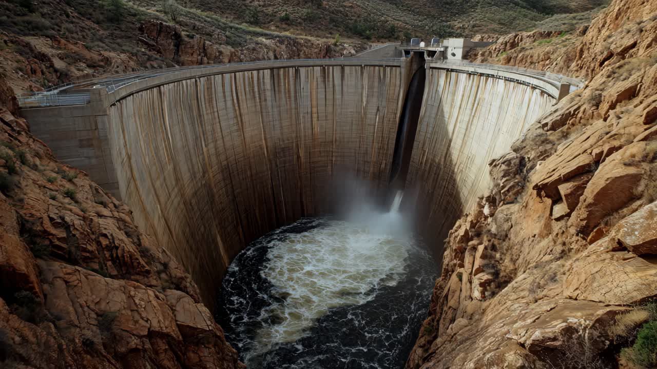 High Angle View of a Dam Spillway