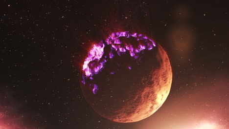 planeta en llamas en el espacio