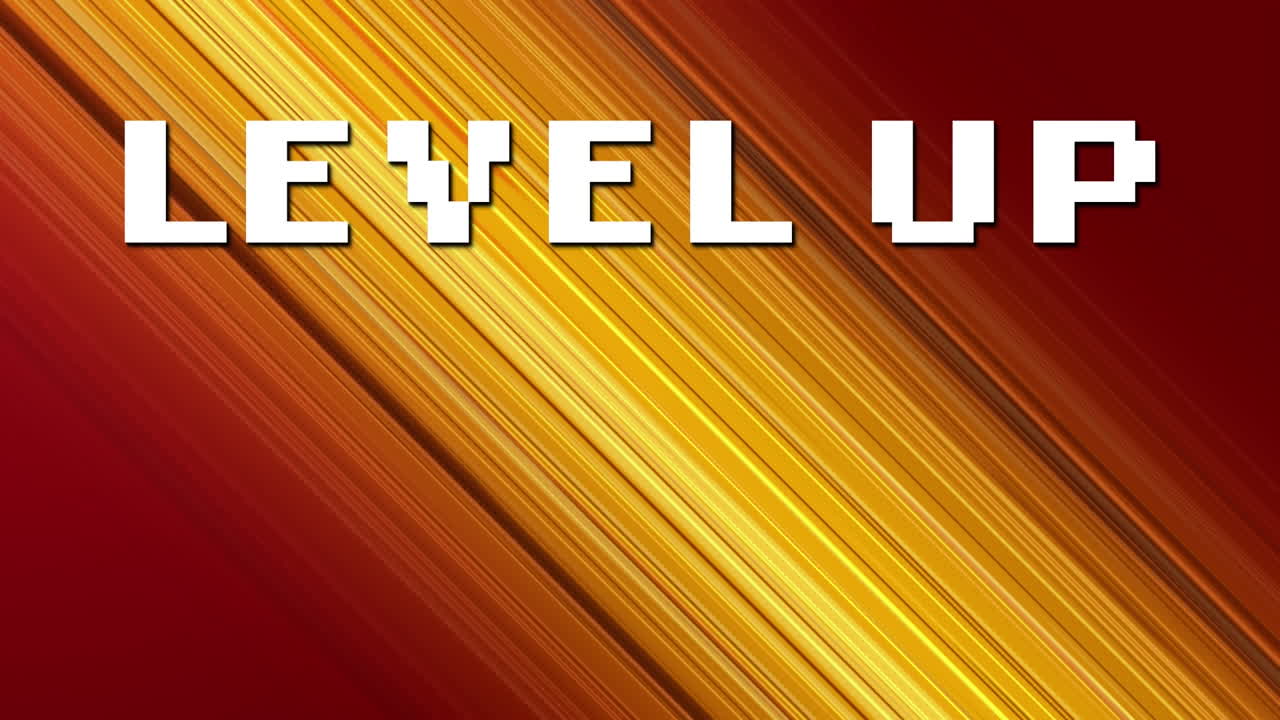 animación de texto de nivel superior sobre líneas móviles contra un fondo naranja