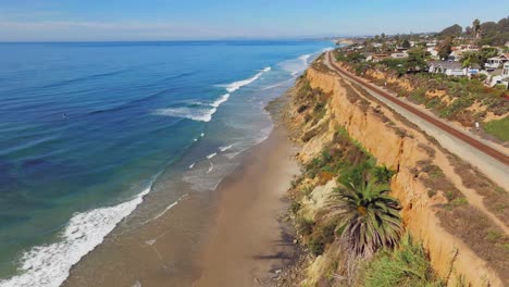 train tracks on the coastline of del mar in california, usa