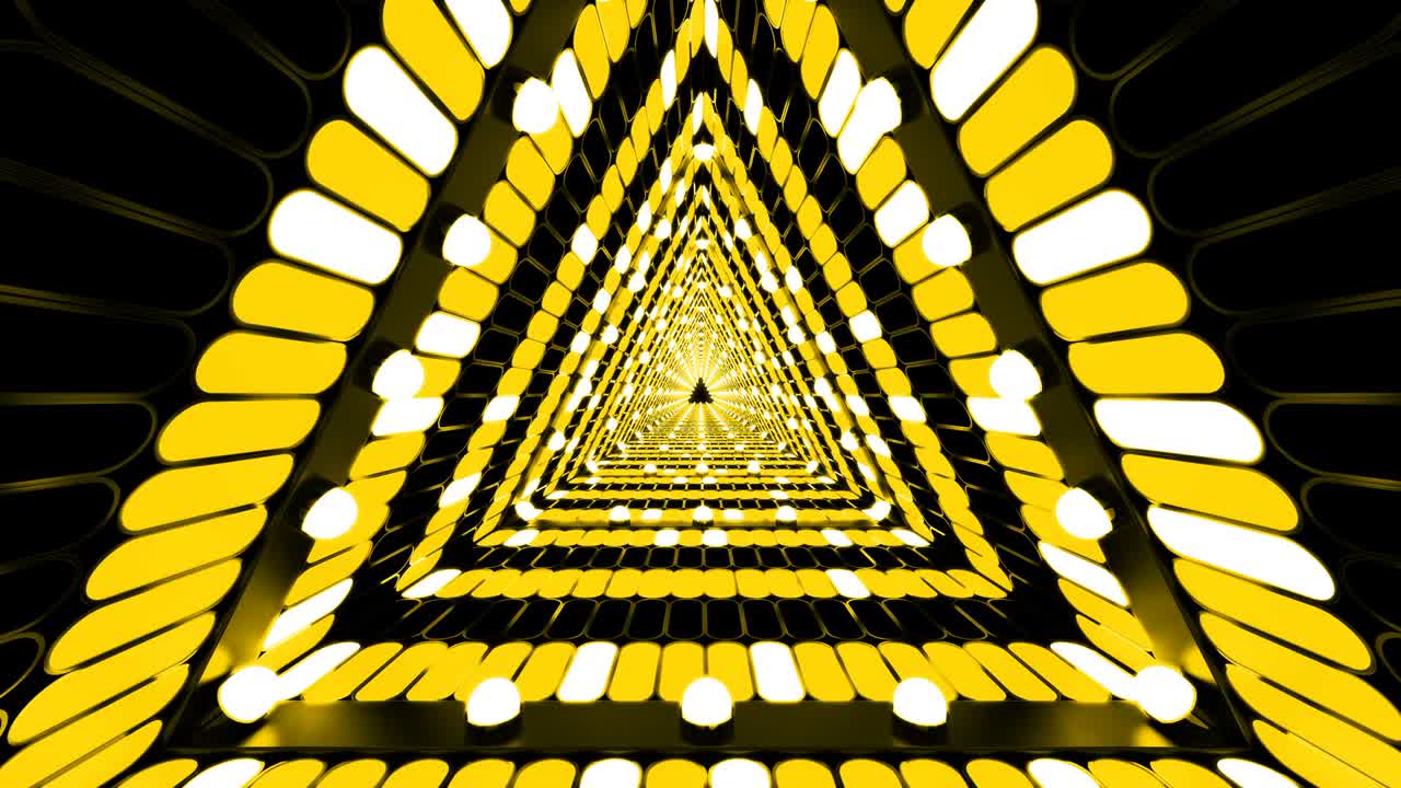túnel de fondo futurista con bucle de triángulo amarillo
