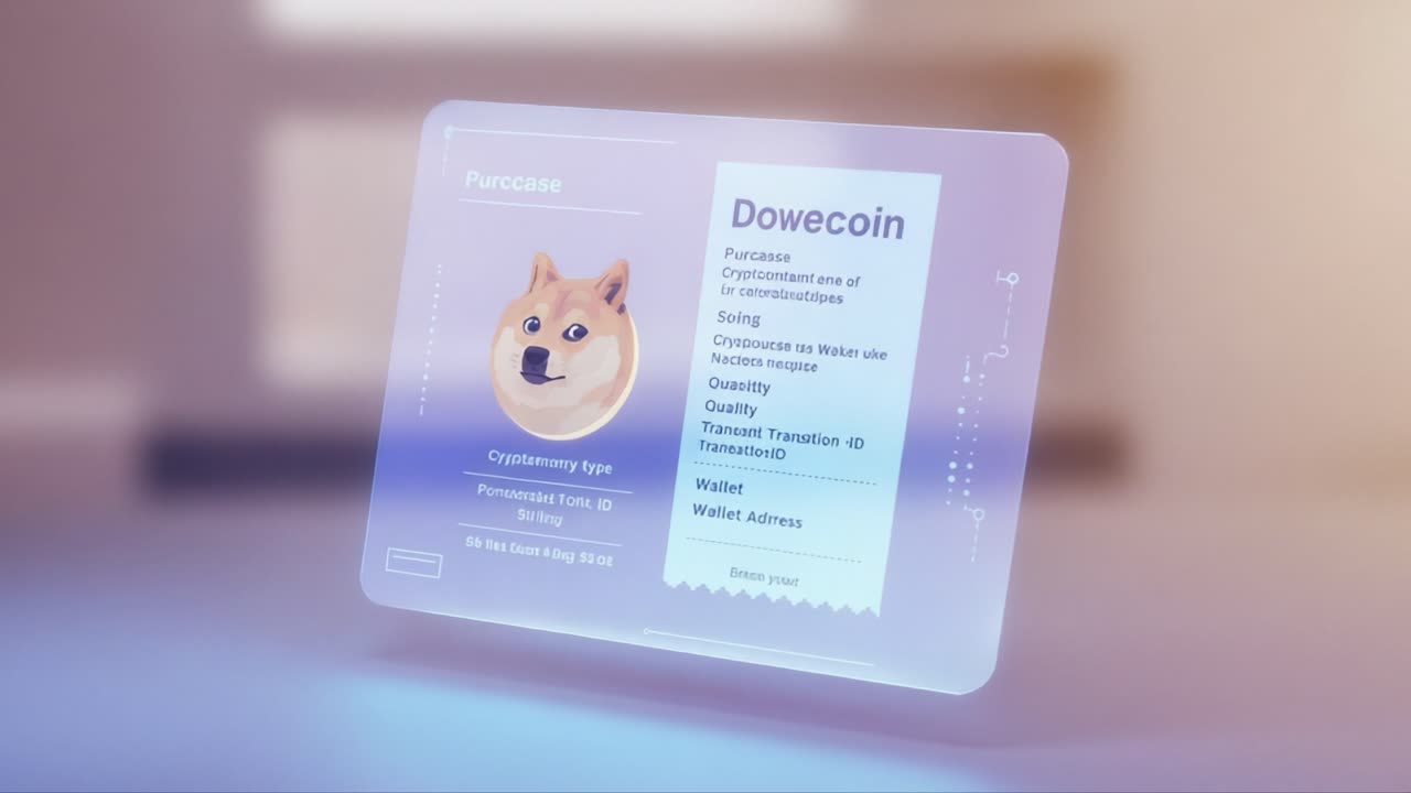 Digital Cryptocurrency Card Featuring Dogecoin: A Modern Overview of Crypto Information Including Wallet Details and Transaction Quality