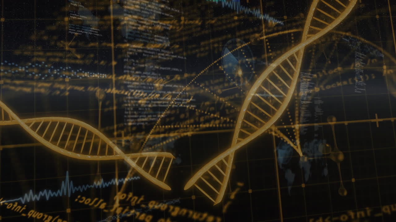 Animation of data processing over dna strand